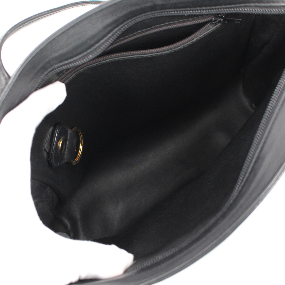 Christian Dior Black Smooth Leather Gold CD Logo Zip Shoulder Bag Sac Cabas Tote - Picture 7 of 8